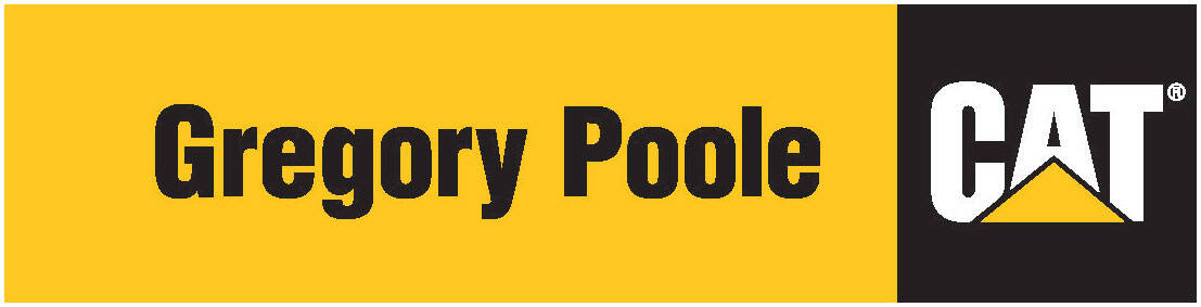 Yellow and black logo with text "Gregory Poole" and the CAT® logo with a yellow triangle.
