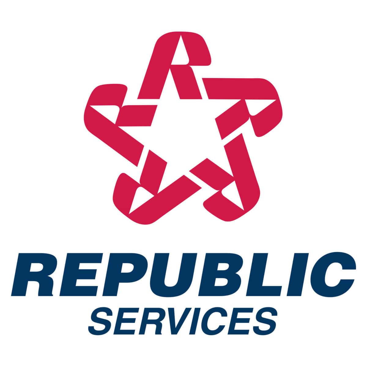 Red star-shaped recycling symbol above "REPUBLIC SERVICES" in bold blue text on a white background.