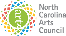 North Carolina Arts Council logo with colorful mosaic circle and green center reading "arts.