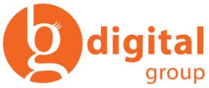 Orange "bg" logo with the words "digital group" in orange, "digital" bolded, on a white background.