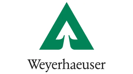Green triangular tree logo above “Weyerhaeuser” in black serif font on a white background.