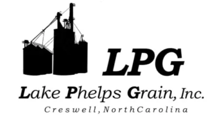 Logo showing grain silos and the text "LPG Lake Phelps Grain, Inc. Creswell, North Carolina".