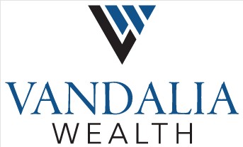 Vandalia Wealth logo with a stylized "V" above the company name in blue and black text.