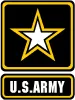 army Black and yellow U.S. Army logo with a white star above the text "U.S. ARMY" on a black background.