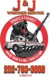 j&j Logo of J & J Wrecker Service with a bear, tow truck, phone number, and "Where there is a will, there is a way.